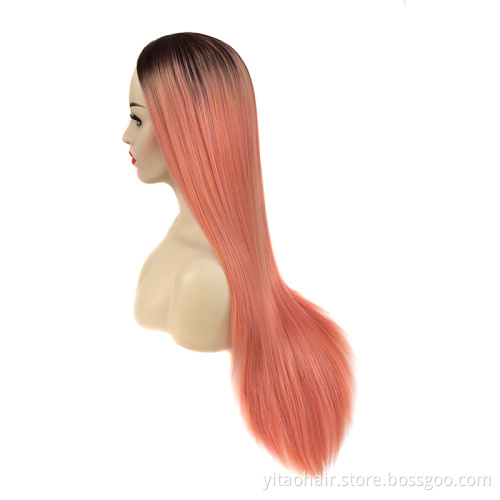 ZYR Long Wavy Synthetic Lace Front Wig Glueless Purple High Temperature Heat Resistant Fiber Hair Wigs for Women Light Swiss HEN